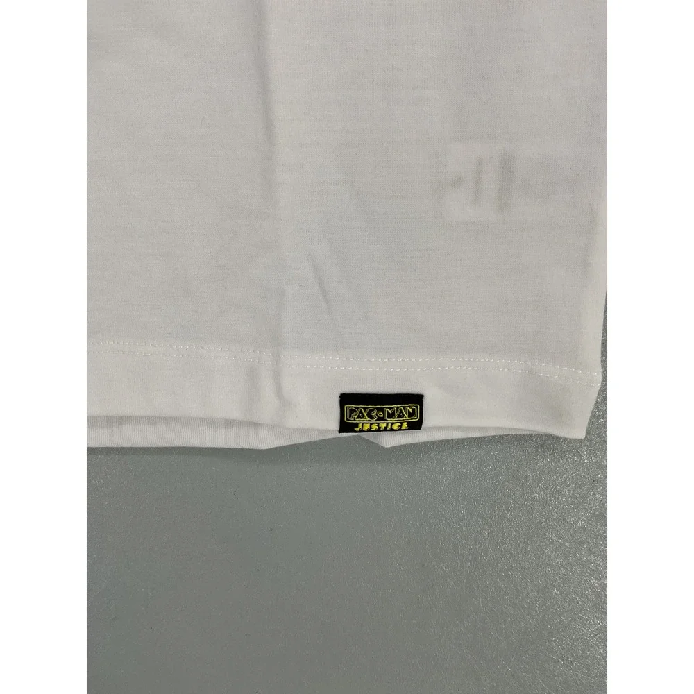 Justice Girls Pac-Man Cropped Graphic Tee White Retro Pixel Art Size M 10